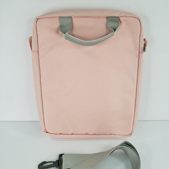 Tablet iPad Crossbody Carrying Case Bag Light Pink Softsided Canvas Zip Closures - Picture 2 of 7